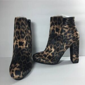 BAMBOO Leopard Print Ankle Boots in Brown and Black